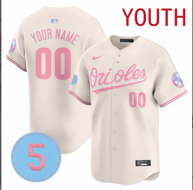 Youth  Baltimore Orioles Custom cream 2024 Nike MLB jersey
